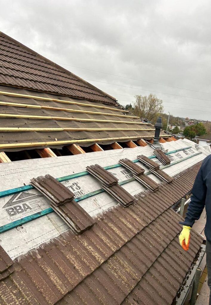 This is a photo of a roof installation being carried out in Beetley. Installation carried out by Beetley Roofing Services